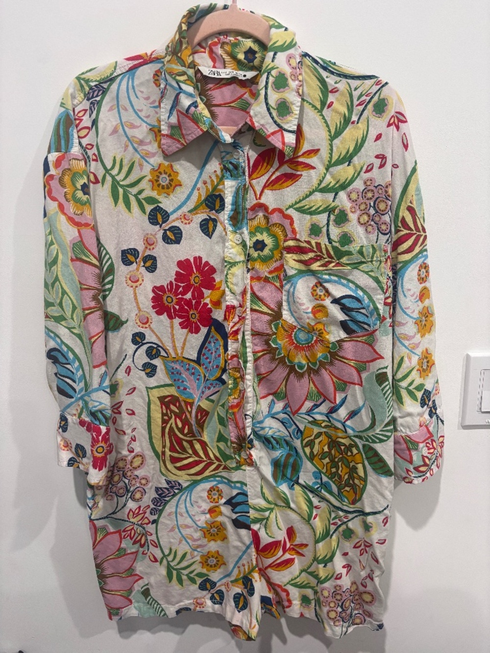 Zara Multicolor Floral Paisley Botanical Long Sleeve Button Front Romper S
